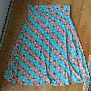 Medium LuLaRoe teal and orange Azure skirt